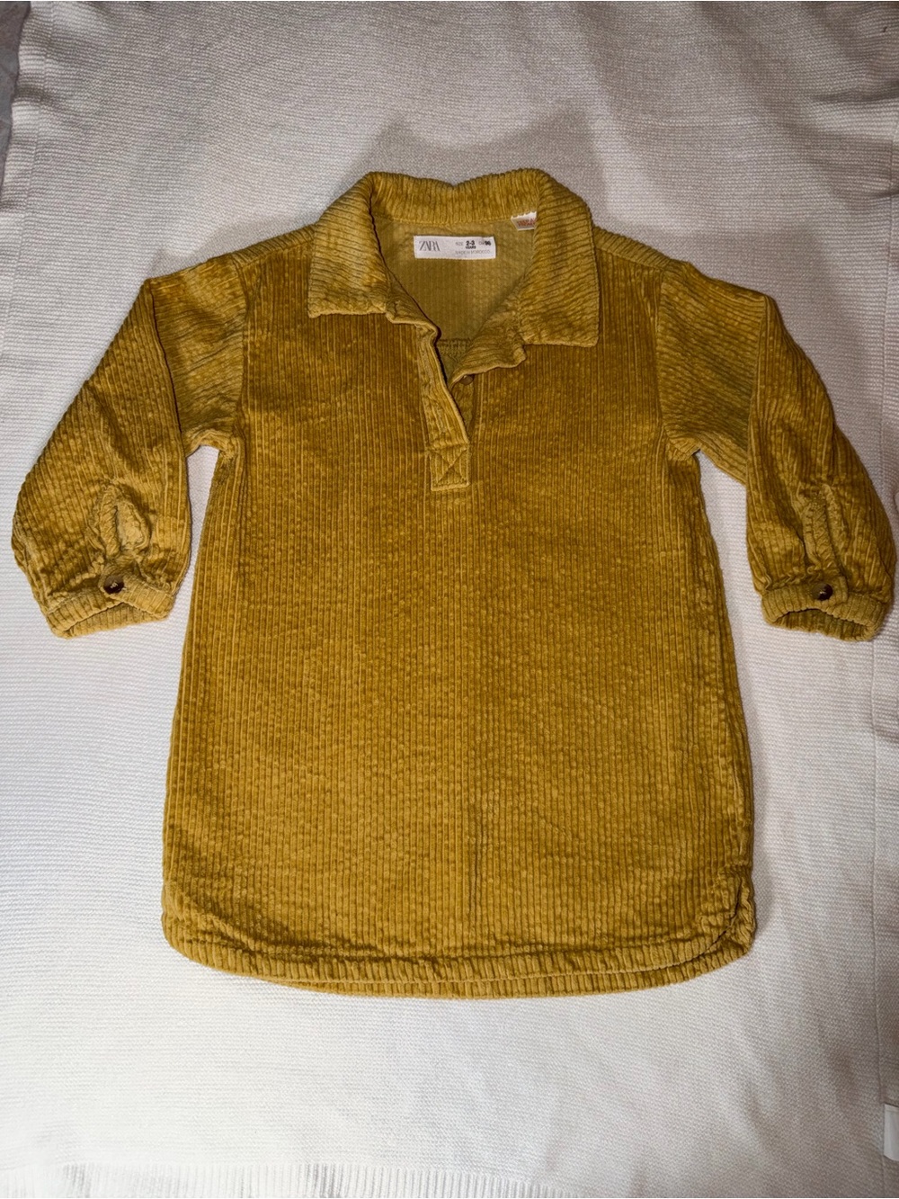 Zara Kids Corduroy Polo Dress in Mustard 2-3 years